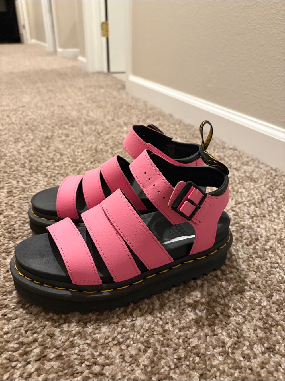 Dr. Martens Pink Strappy Platform Sandals